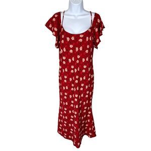 KARL Lagerfeld 125 Vogue Red Rose Floral Print Midi Dress Women’s Size 12